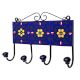 Blue Floral Ceramic Tiles Hooks-454 (Set Of Ine Piece)